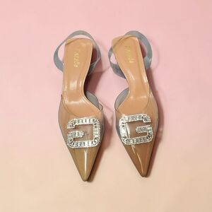 Dazzle Women's Beige Embellished Heels